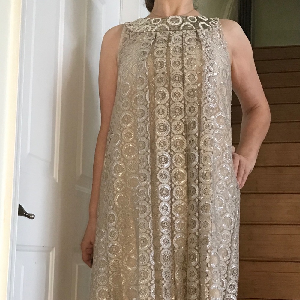 Anthropologie Champagne Lace Dress